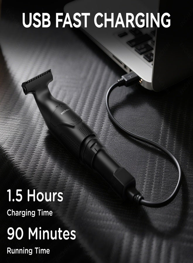 ENCHEN مقص شعر الجسم الكهربائي سبارك 5 للرجال، ماكينة حلاقة مقاومة للماء بسرعة 6500 دورة في الدقيقة مع 5 مشط توجيه (1–7 مم)، شحن سريع من نوع C، شاشة LED، شفرة على شكل R لحلاقة خالية من الألم للصدر، الإبط والأماكن الحساسة - Image 5